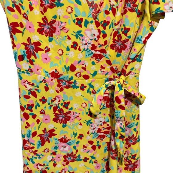 J.Crew Yellow Floral Printed Wrap Dress - Picture 8 of 10